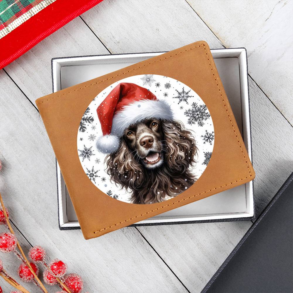 Christmas Dog - American Water Spaniel - Leather Wallet