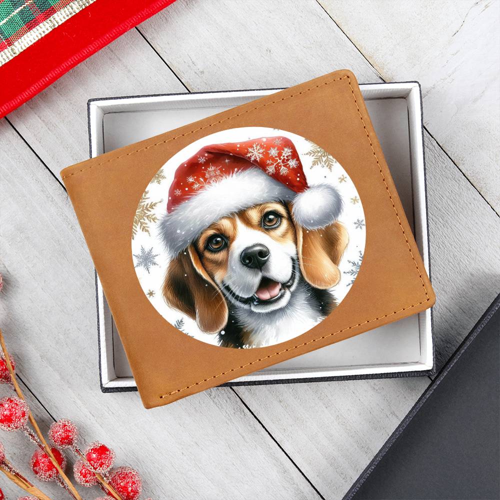 Christmas Dog - Beagle - Leather Wallet