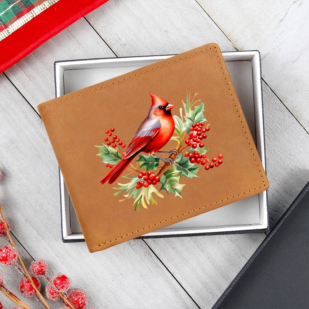 Christmas Cardinal 001 - Leather Wallet