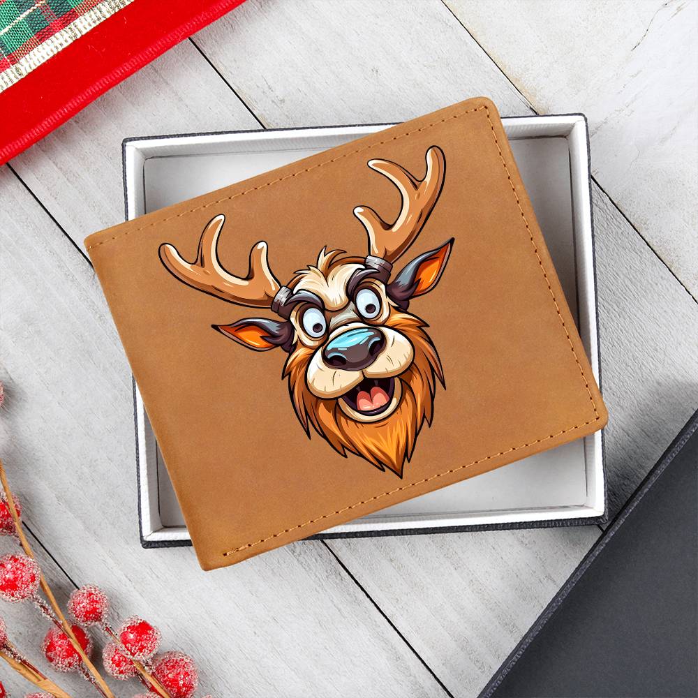 Funny Reindeer Face 16 - Leather Wallet