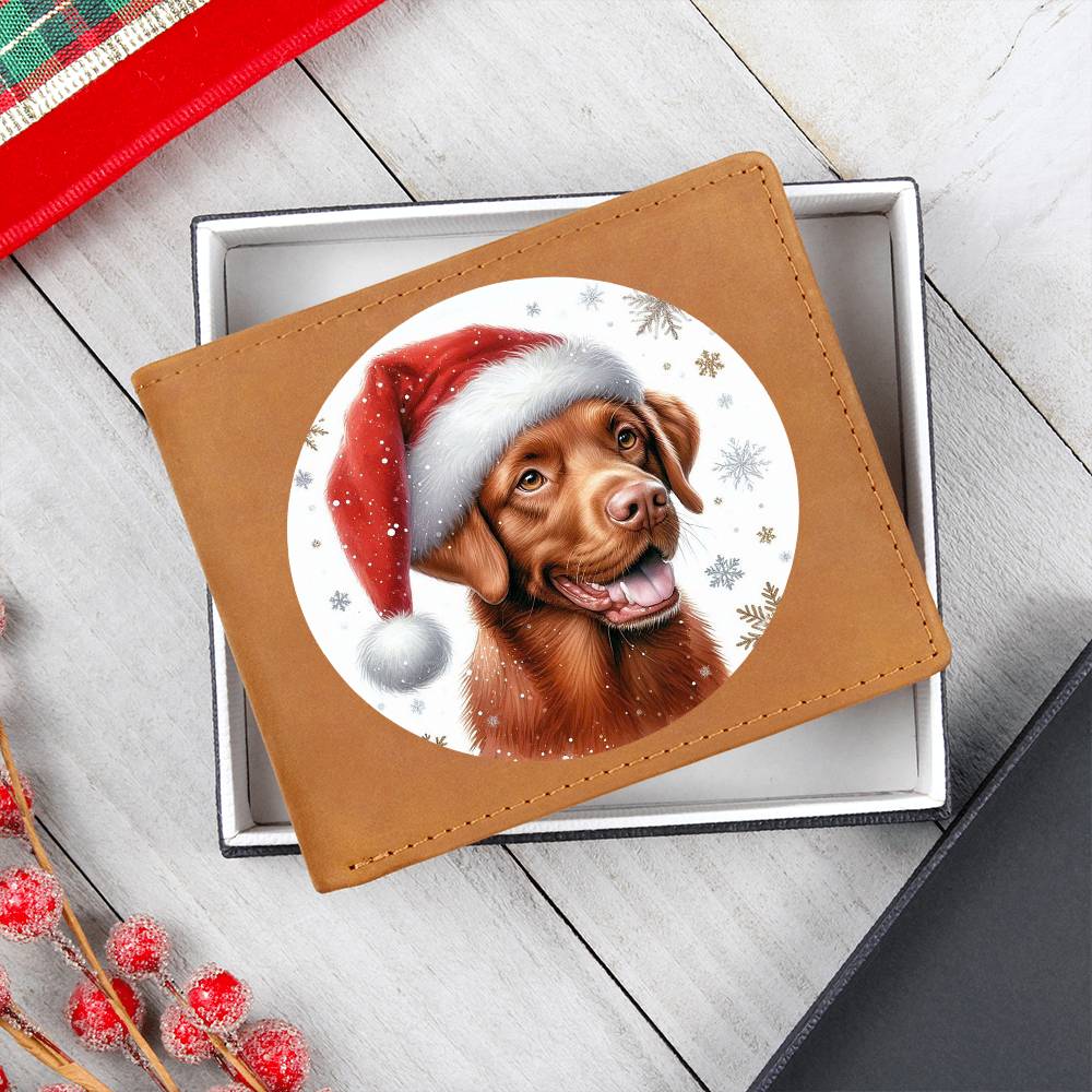 Christmas Dog - Chesapeake Bay Retriever - Leather Wallet