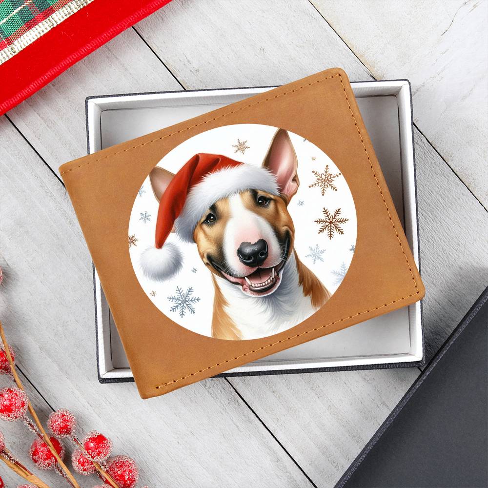 Christmas Dog - Bull Terrier - Leather Wallet