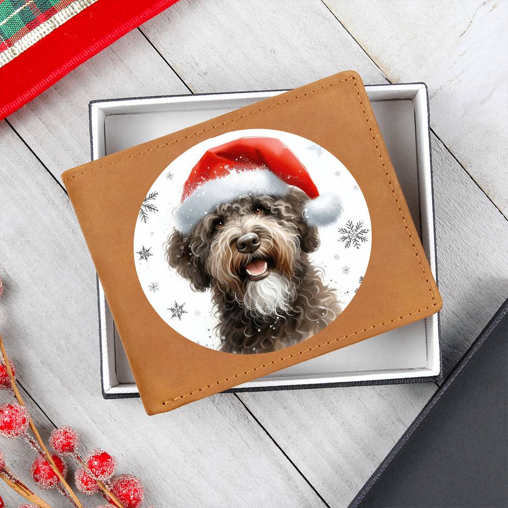 Christmas Dog - Spanish Water - Leather Wallet