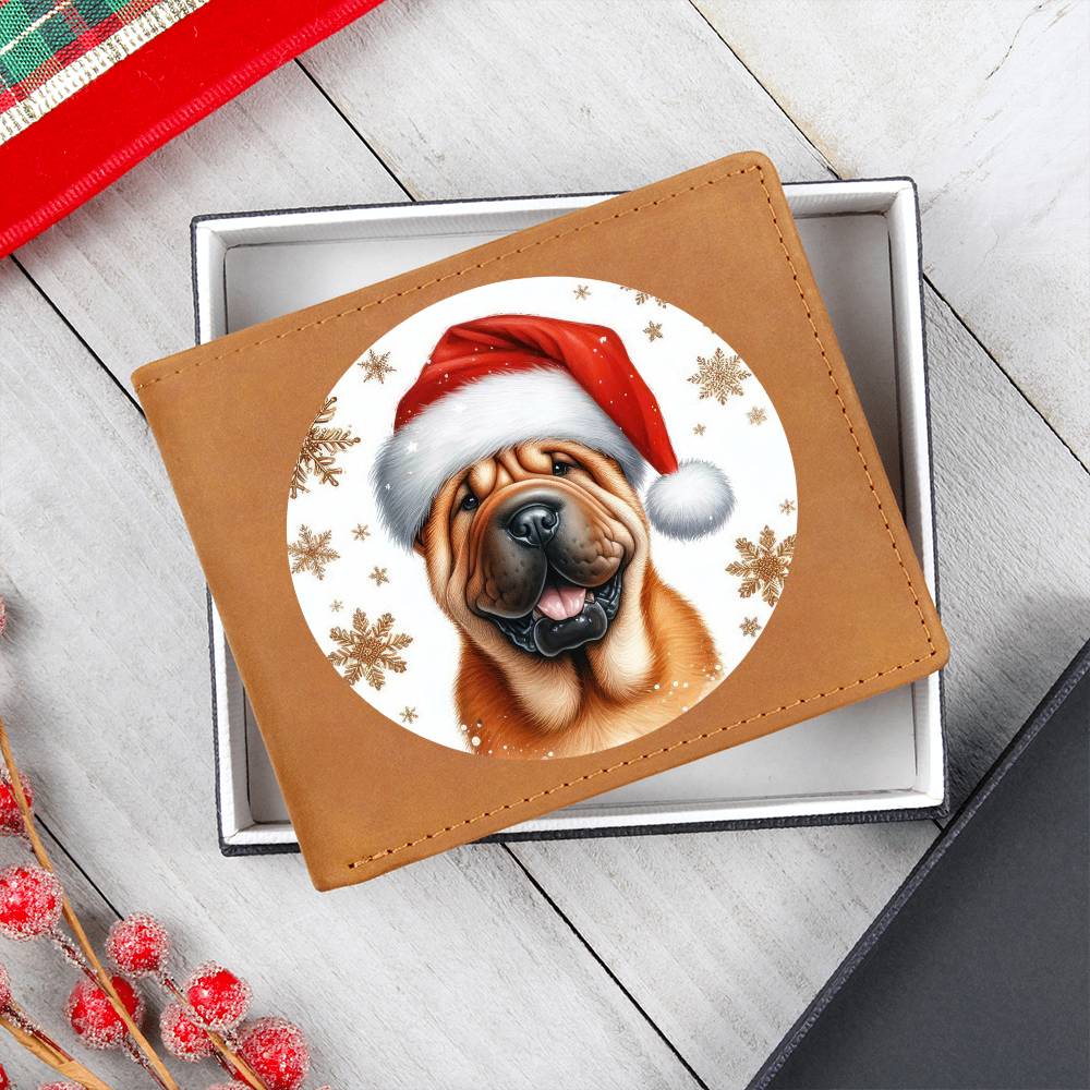 Christmas Dog - Shar-Pei - Leather Wallet