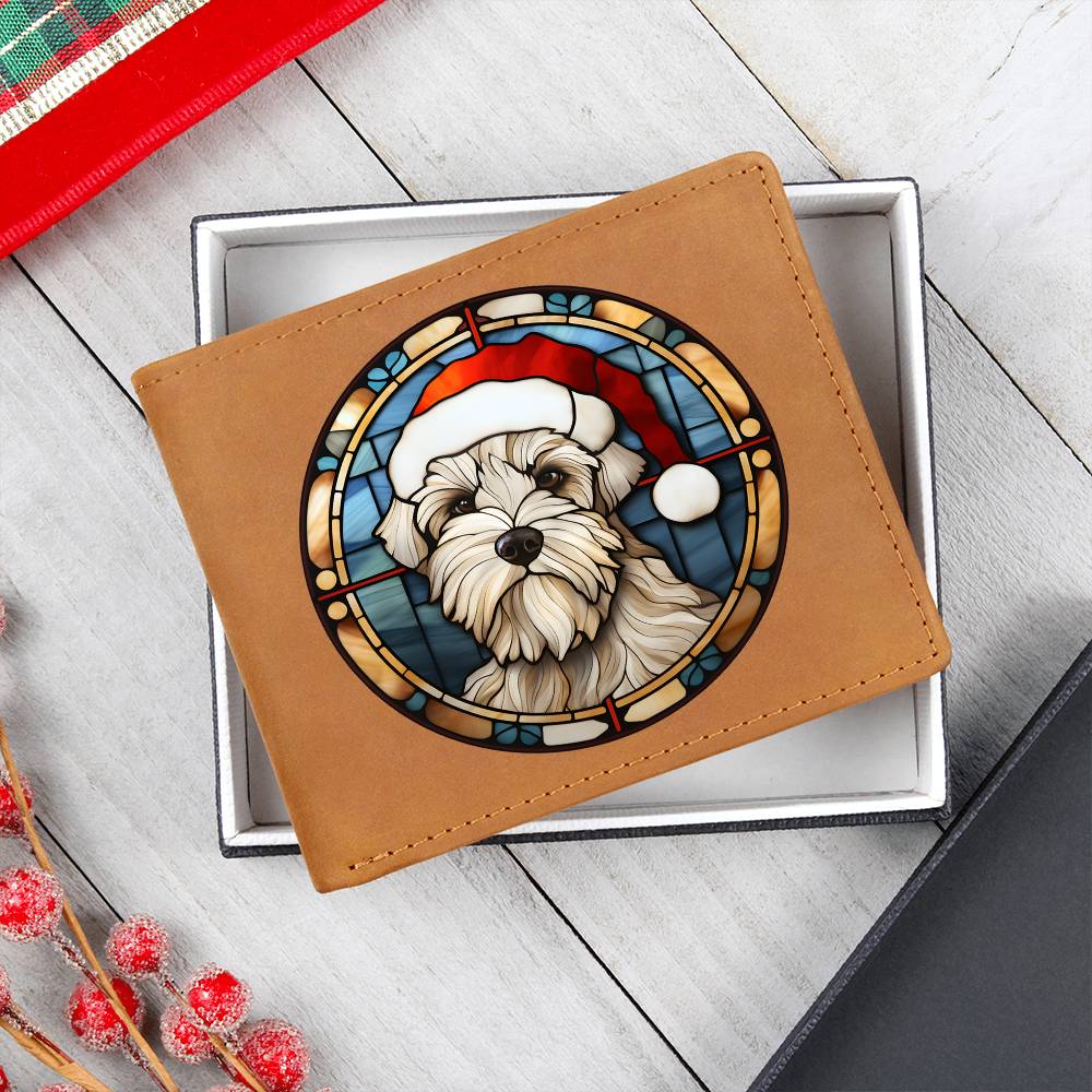 Dog Stained Glass Christmas Design 033 - Leather Wallet