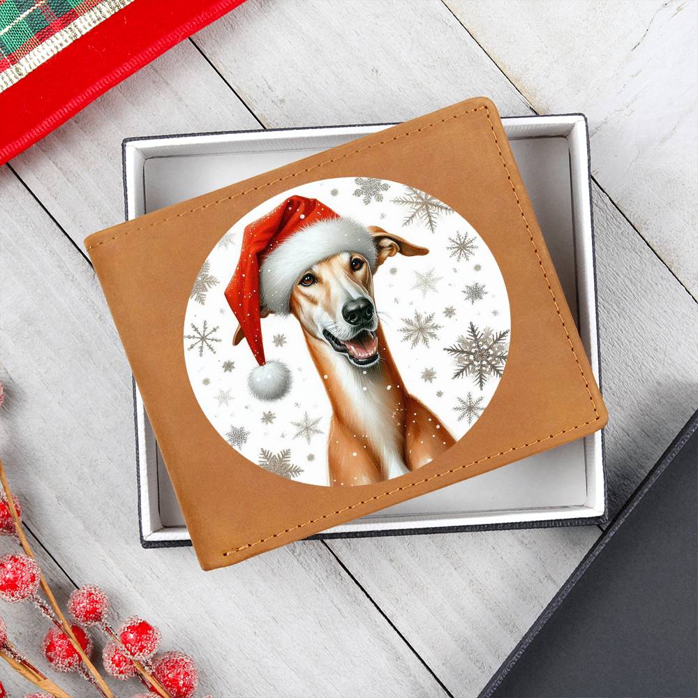 Christmas Dog - Azawakh - Leather Wallet