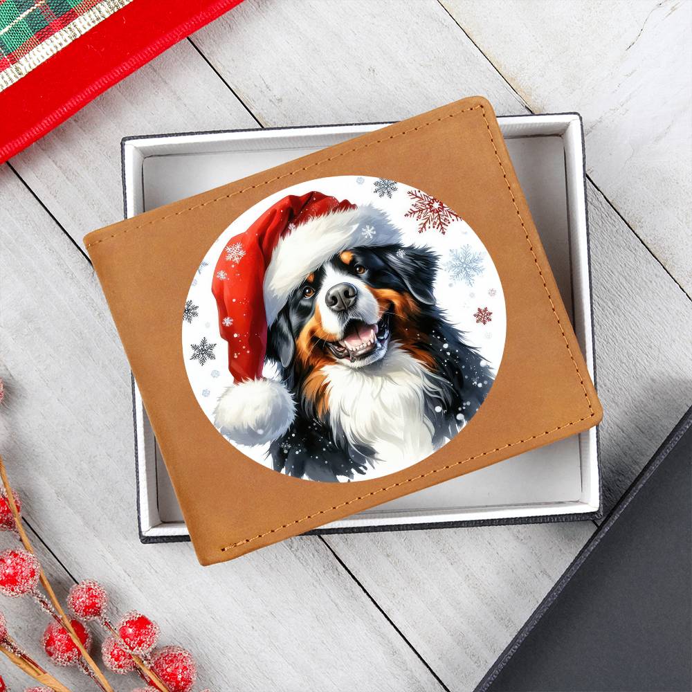 Christmas Dog - Bernese Mountain Dog - Leather Wallet