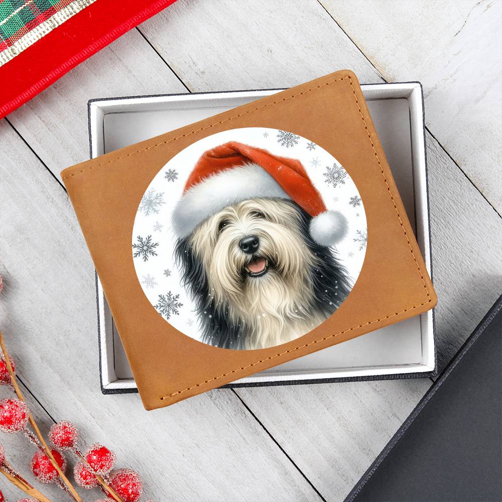 Christmas Dog - Polish Lowland Sheepdog - Leather Wallet