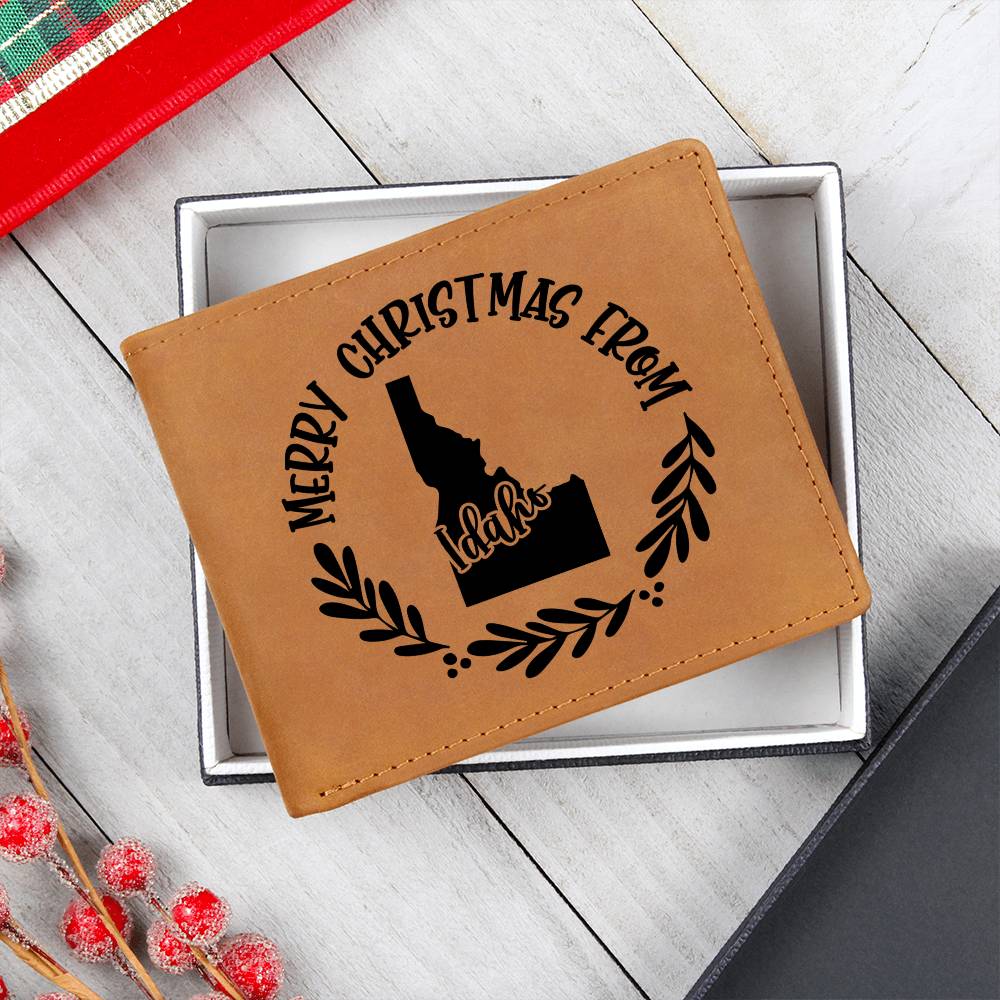 Merry Christmas From Idaho - Leather Wallet