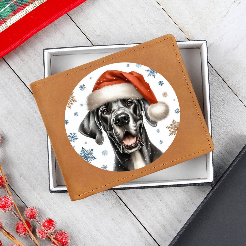 Christmas Dog - Great Dane - Leather Wallet