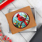 Christmas Red Cardinal Stained Glass Design 008 - Leather Wallet
