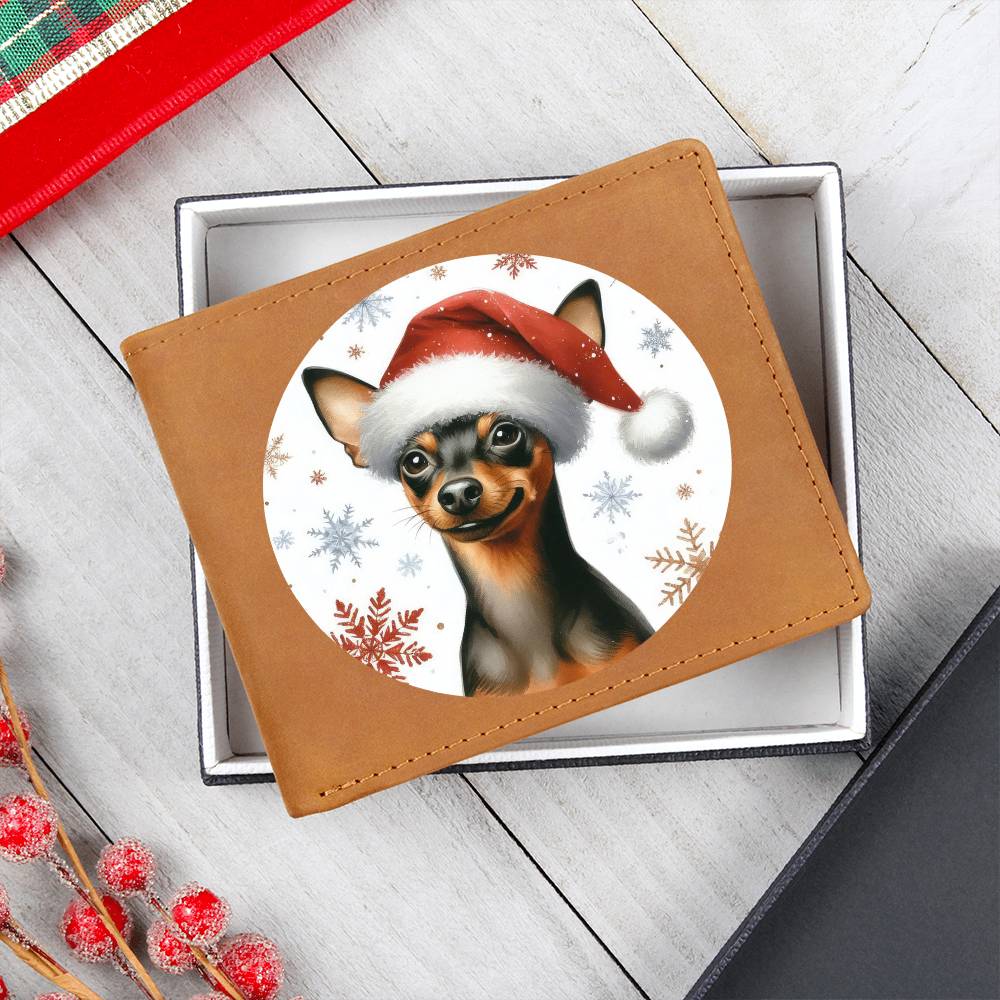 Christmas Dog - Miniature Pinscher - Leather Wallet