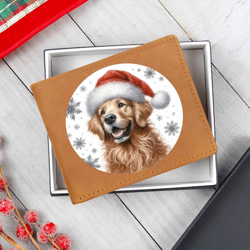 Christmas Dog - Curly-Coated Retriever - Leather Wallet