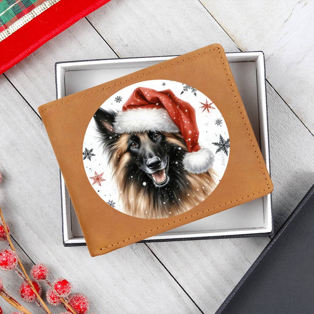 Christmas Dog - Belgian Shepherd Laekenois - Leather Wallet