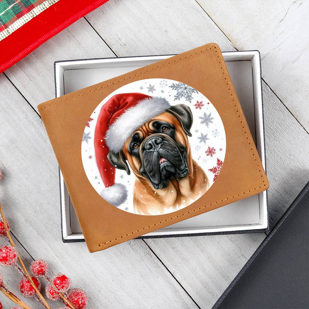 Christmas Dog - Bullmastiff - Leather Wallet
