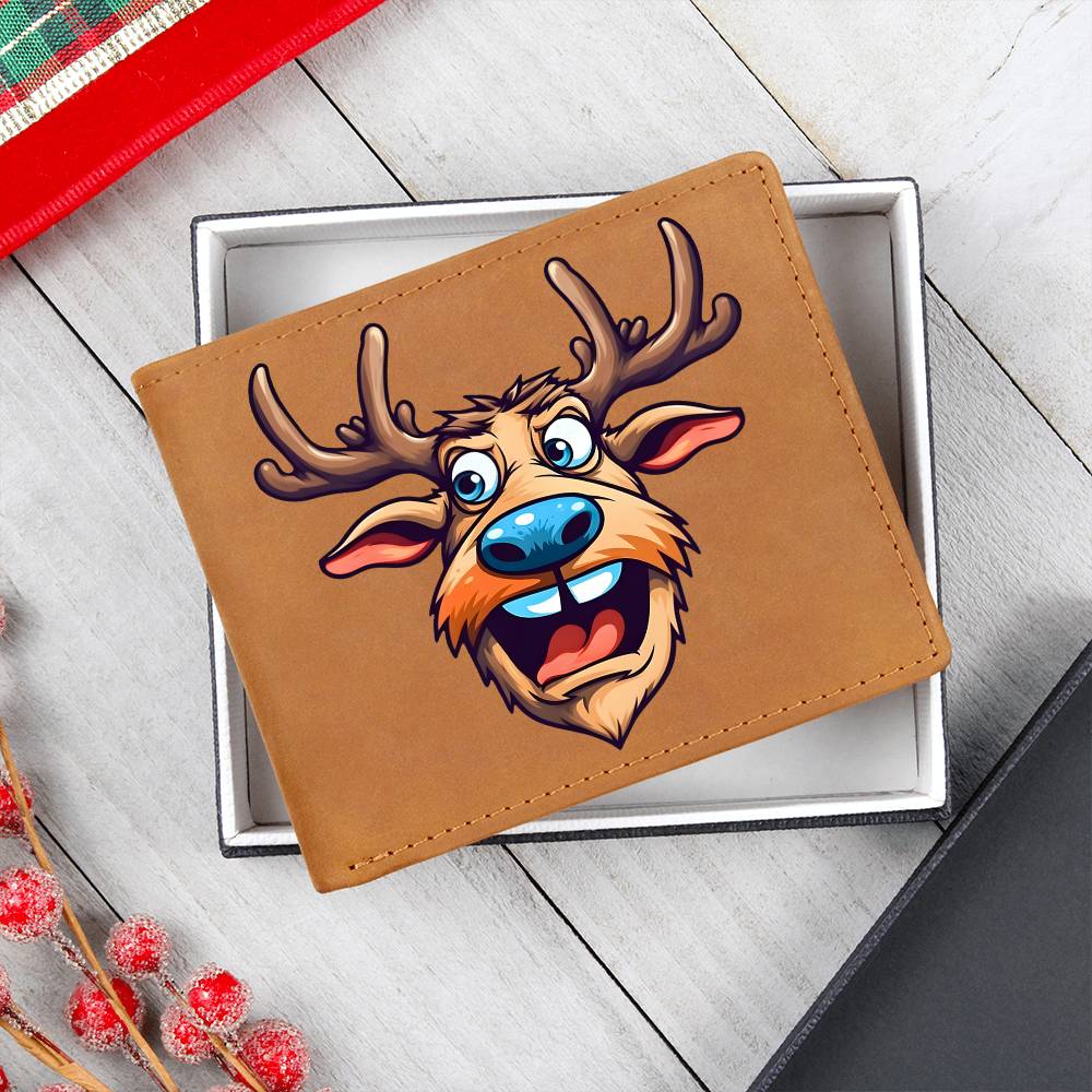 Funny Reindeer Face 05 - Leather Wallet