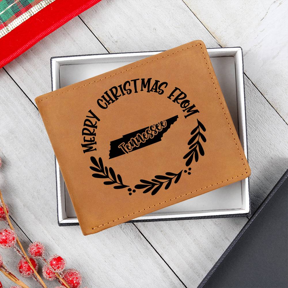 Merry Christmas From Tennessee - Leather Wallet