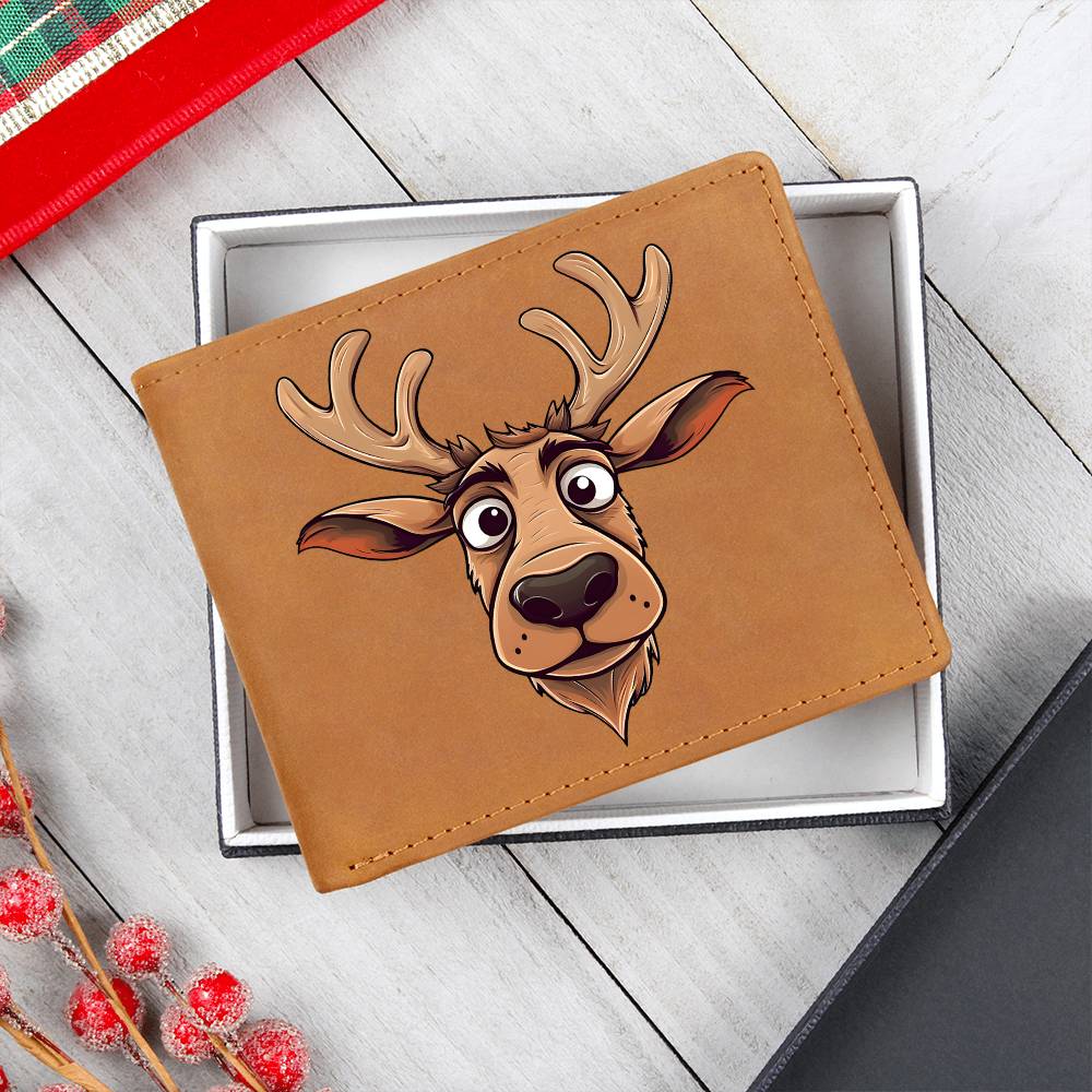Funny Reindeer Face 13 - Leather Wallet