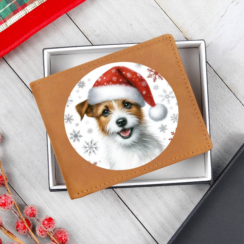 Christmas Dog - Jack Russell Terrier - Leather Wallet
