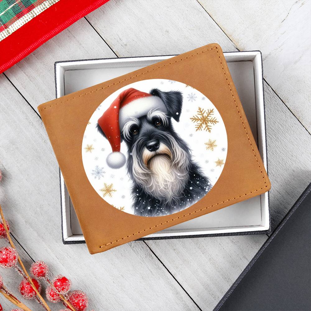 Christmas Dog - Giant Schnauzer - Leather Wallet