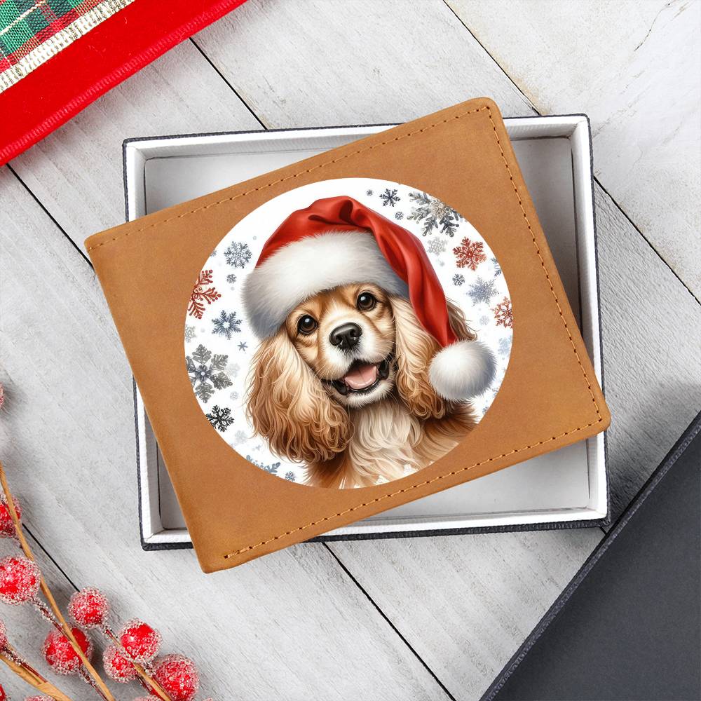 Christmas Dog - American Cocker Spaniel - Leather Wallet