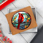Christmas Red Cardinal Stained Glass Design 011 - Leather Wallet