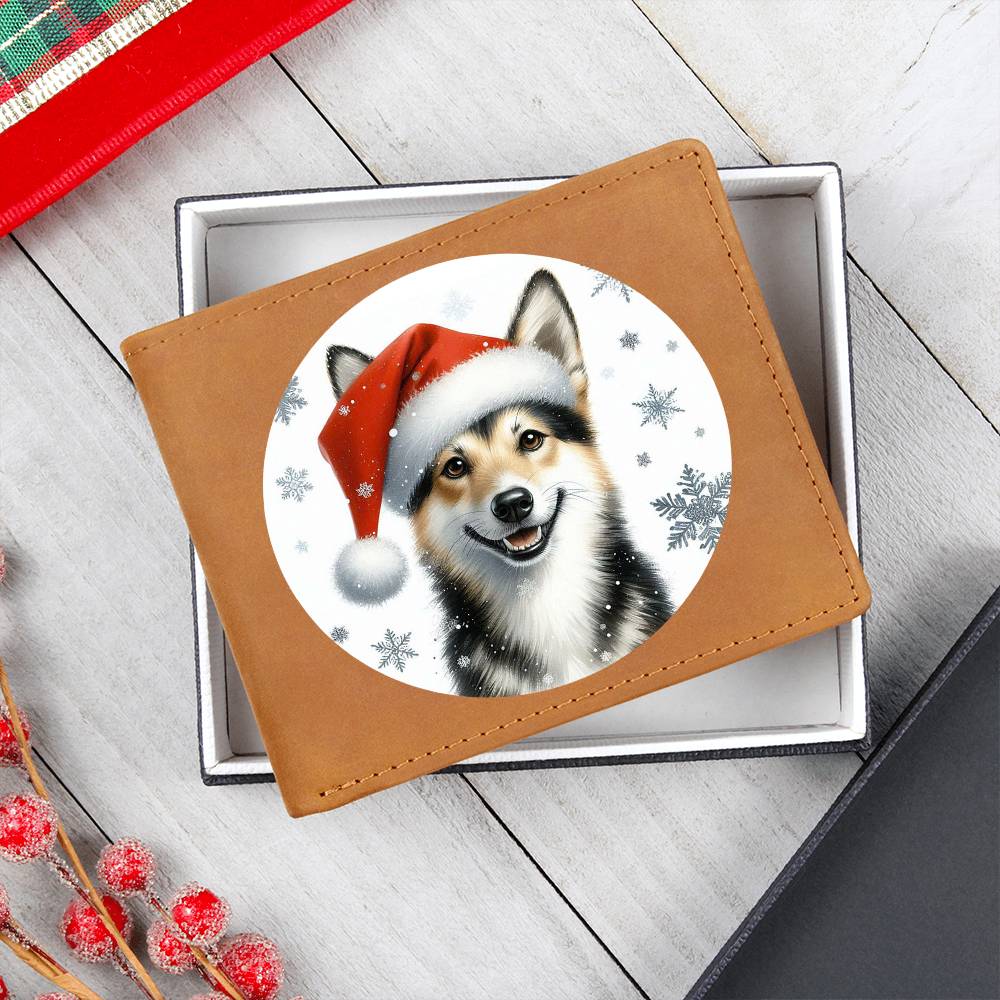 Christmas Dog - Swedish Vallhund - Leather Wallet