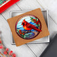 Christmas Red Cardinal Stained Glass Design 017 - Leather Wallet
