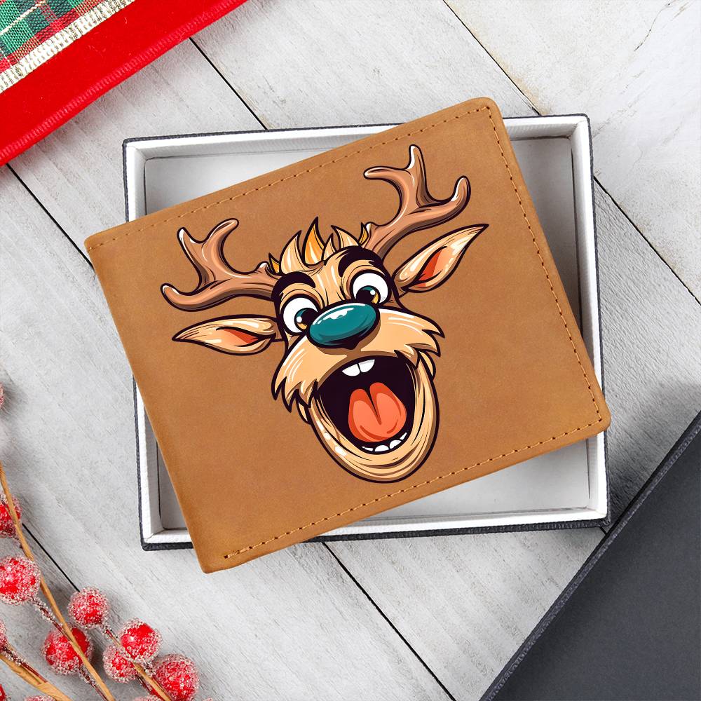 Funny Reindeer Face 18 - Leather Wallet
