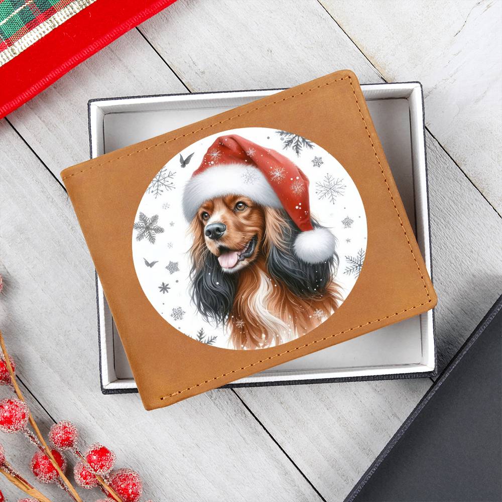 Christmas Dog - Field Spaniel - Leather Wallet