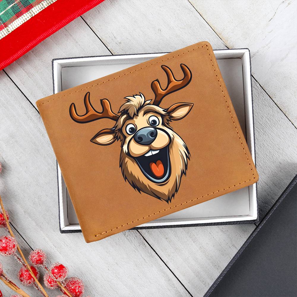 Funny Reindeer Face 01 - Leather Wallet