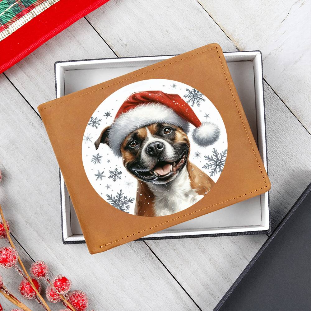 Christmas Dog - Staffordshire Bull Terrier - Leather Wallet