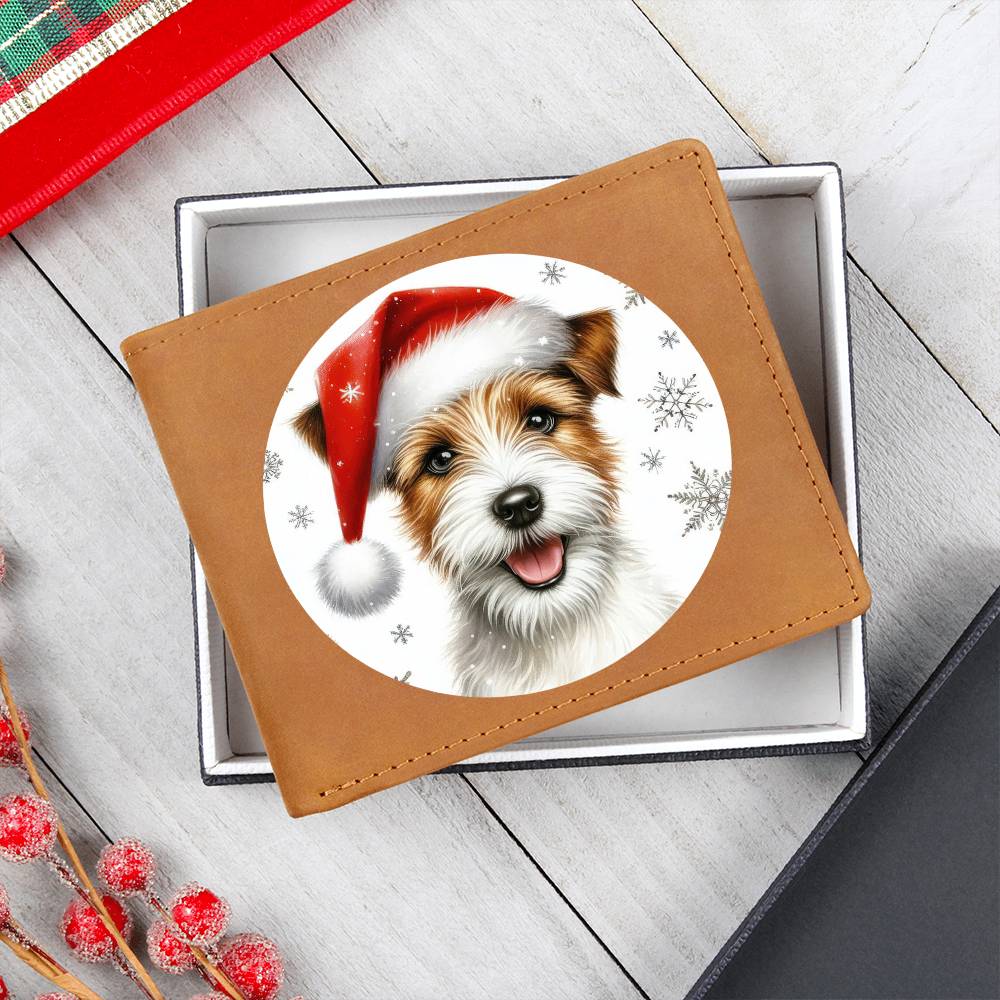 Christmas Dog - Parson Russell Terrier - Leather Wallet