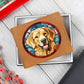 Dog Stained Glass Christmas Design 001 - Leather Wallet