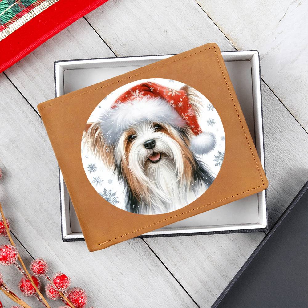 Christmas Dog - Biewer Terrier - Leather Wallet