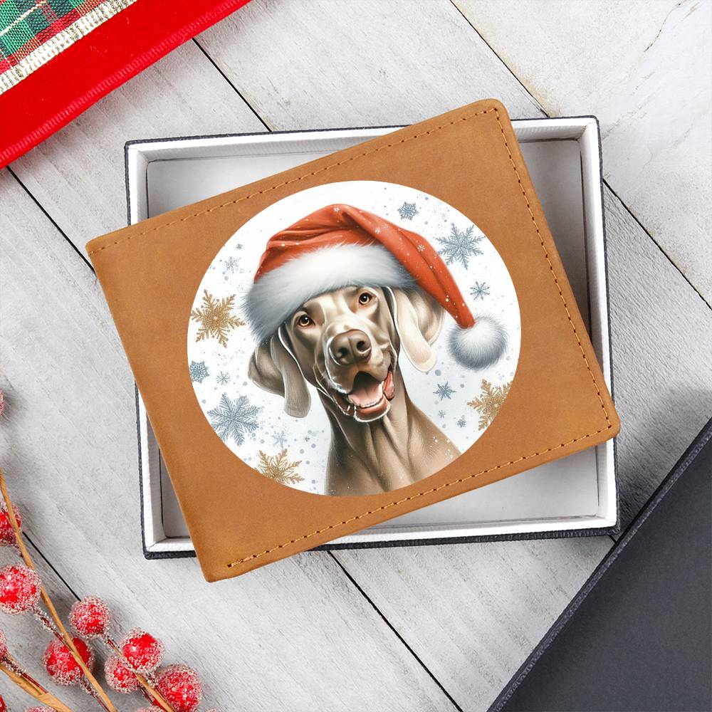 Christmas Dog - Weimaraner - Leather Wallet