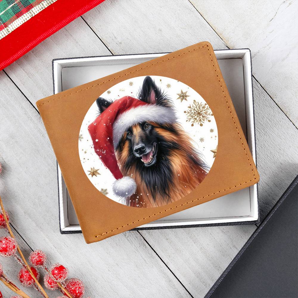 Christmas Dog - Belgian Tervuren - Leather Wallet