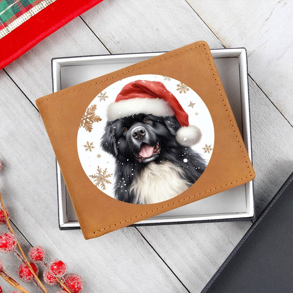 Christmas Dog - Newfoundland - Leather Wallet