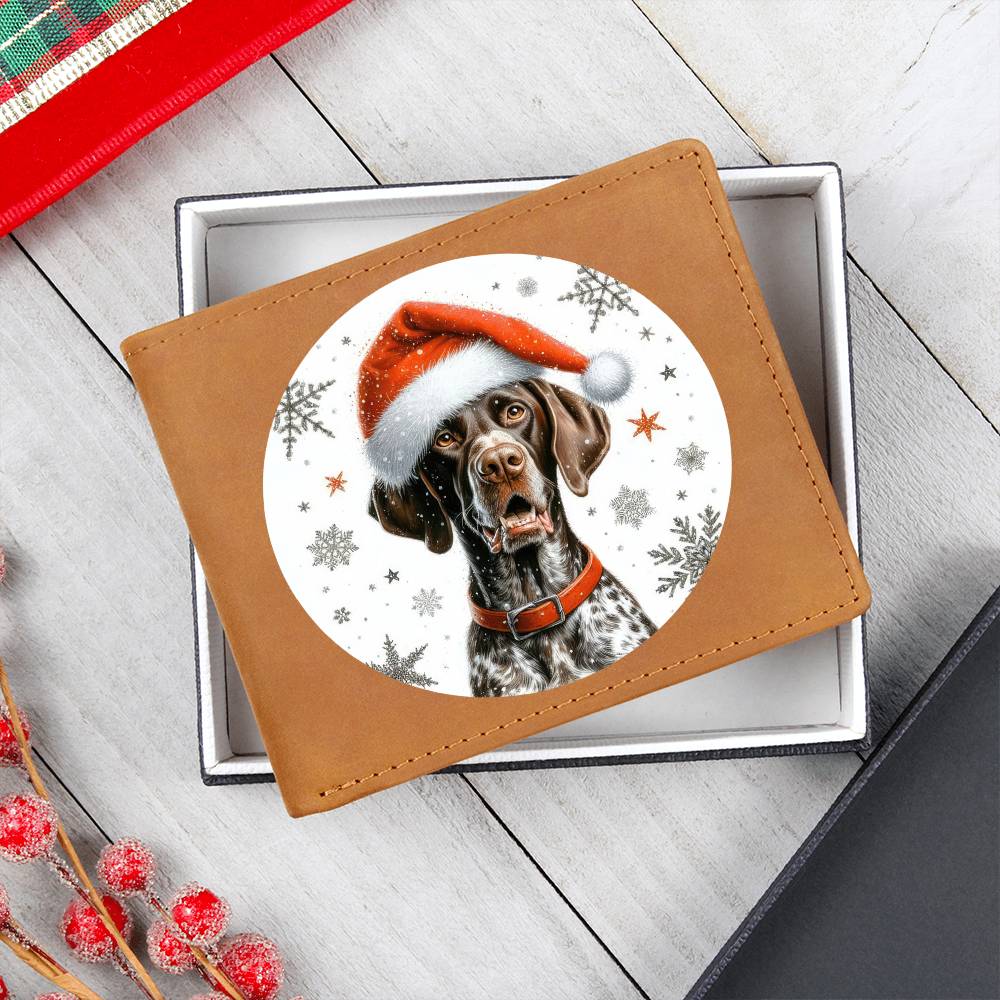 Christmas Dog - German Shorthaired Pointer - Leather Wallet