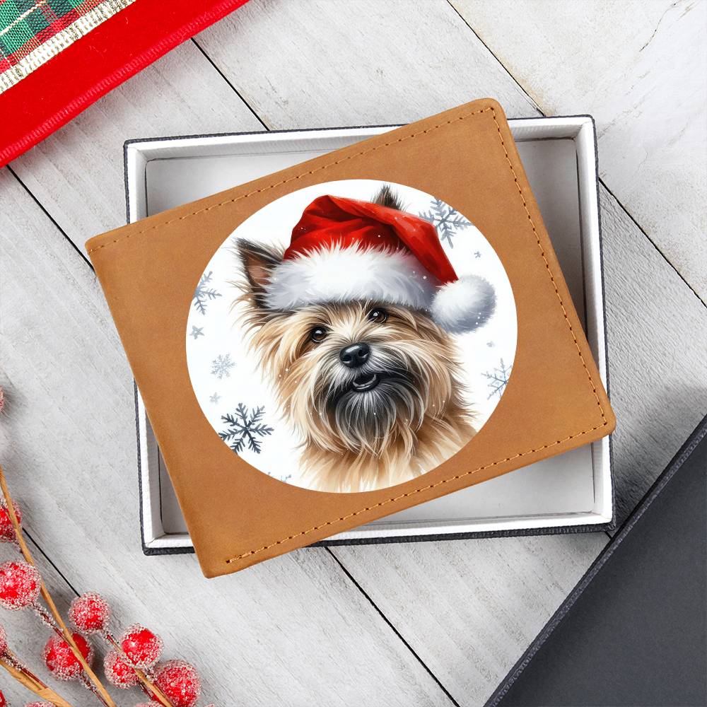 Christmas Dog - Cairn Terrier - Leather Wallet