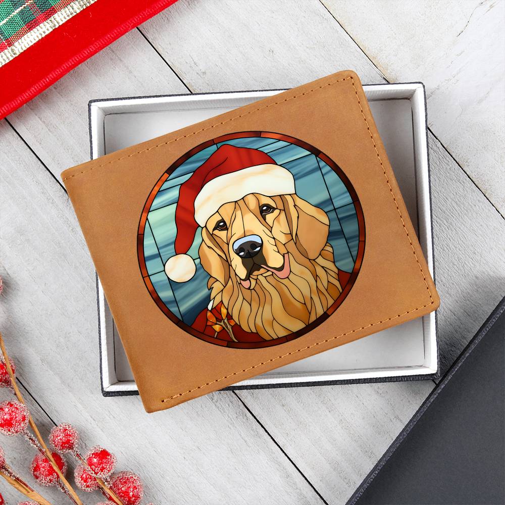 Dog Stained Glass Christmas Design 010 - Leather Wallet