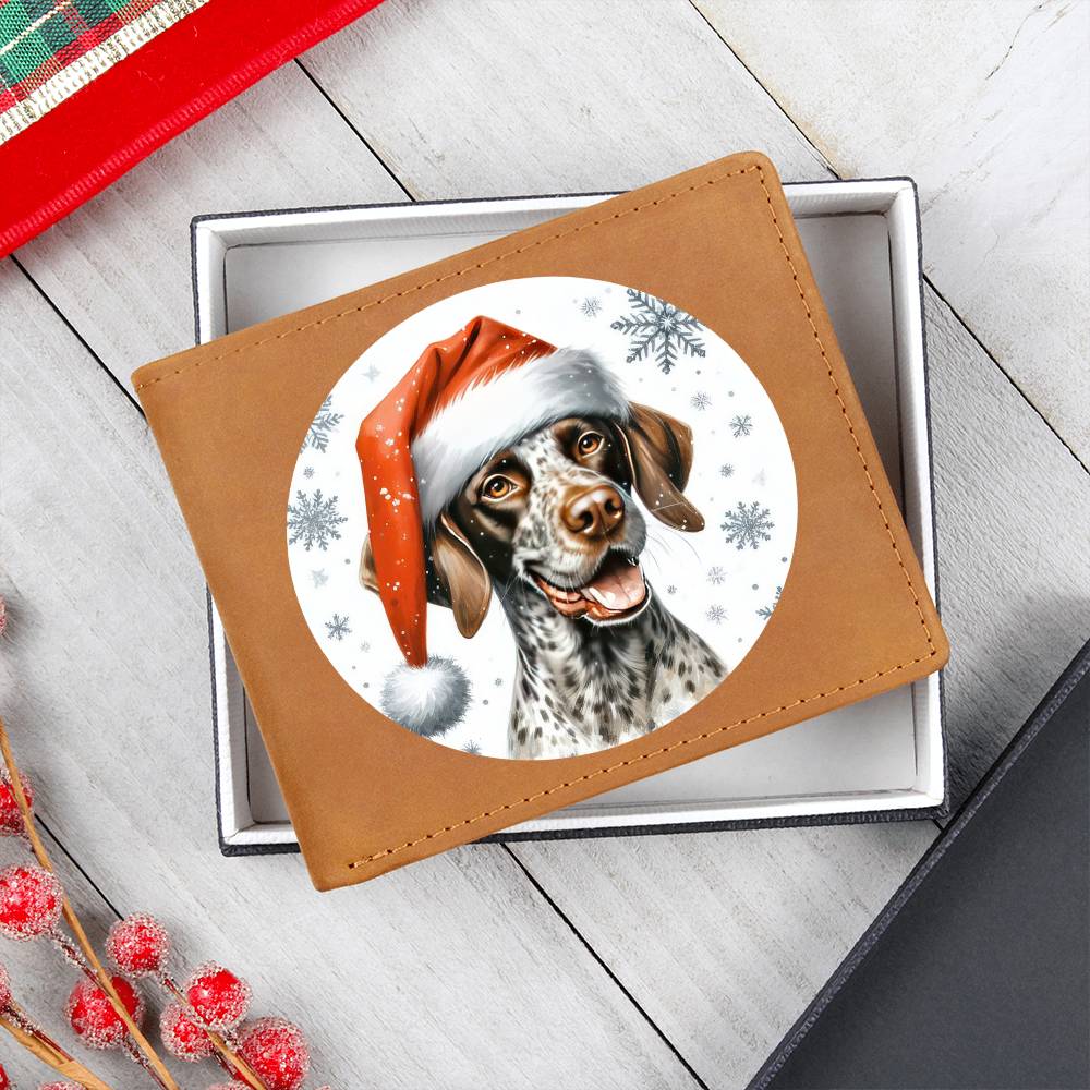 Christmas Dog - Pointer - Leather Wallet