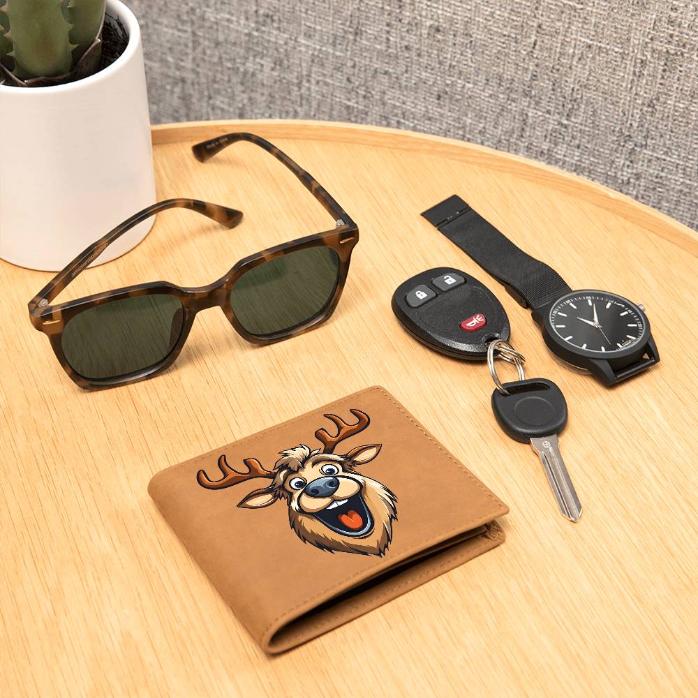 Funny Reindeer Face 01 - Leather Wallet