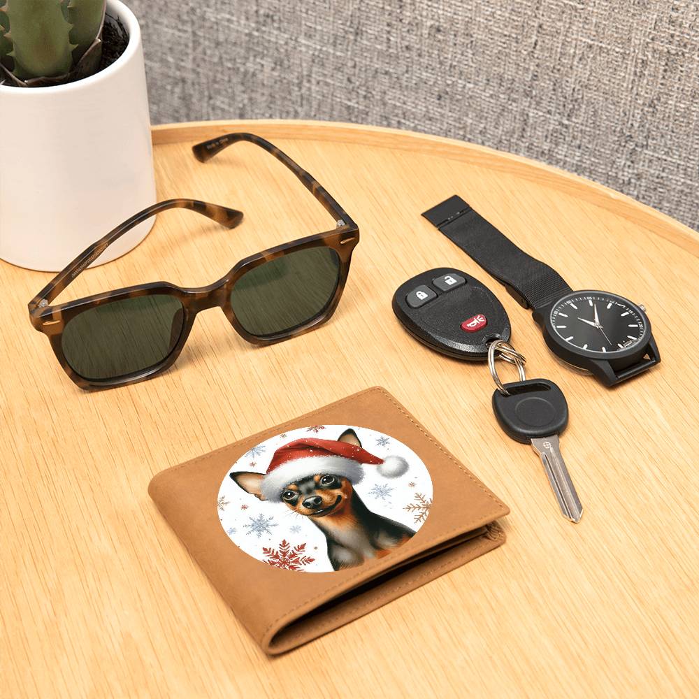 Christmas Dog - Miniature Pinscher - Leather Wallet