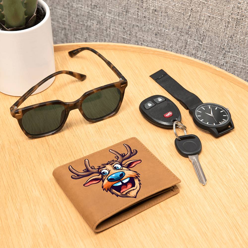 Funny Reindeer Face 05 - Leather Wallet