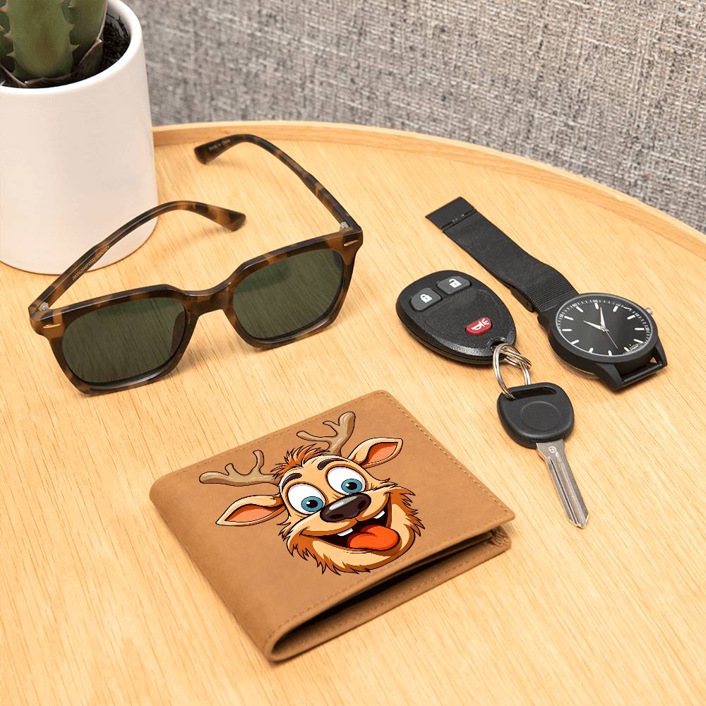 Funny Reindeer Face 07 - Leather Wallet