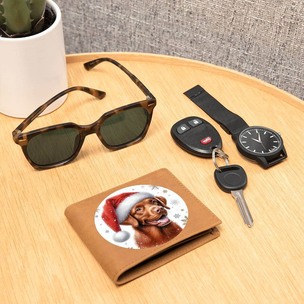 Christmas Dog - Chesapeake Bay Retriever - Leather Wallet