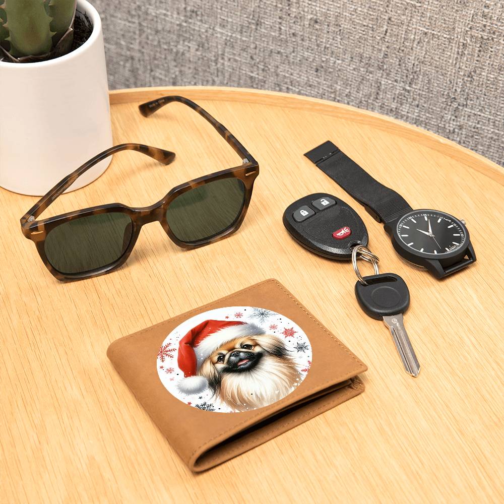 Christmas Dog - Pekingese - Leather Wallet