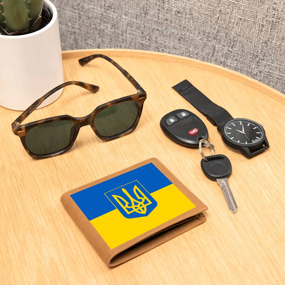 Tryzub And Flag Of Ukraine - Leather Wallet