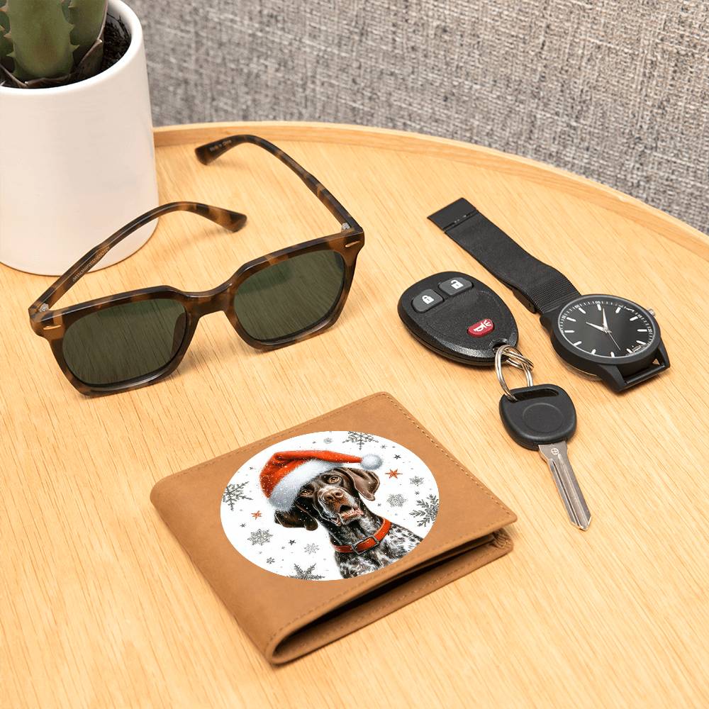 Christmas Dog - German Shorthaired Pointer - Leather Wallet